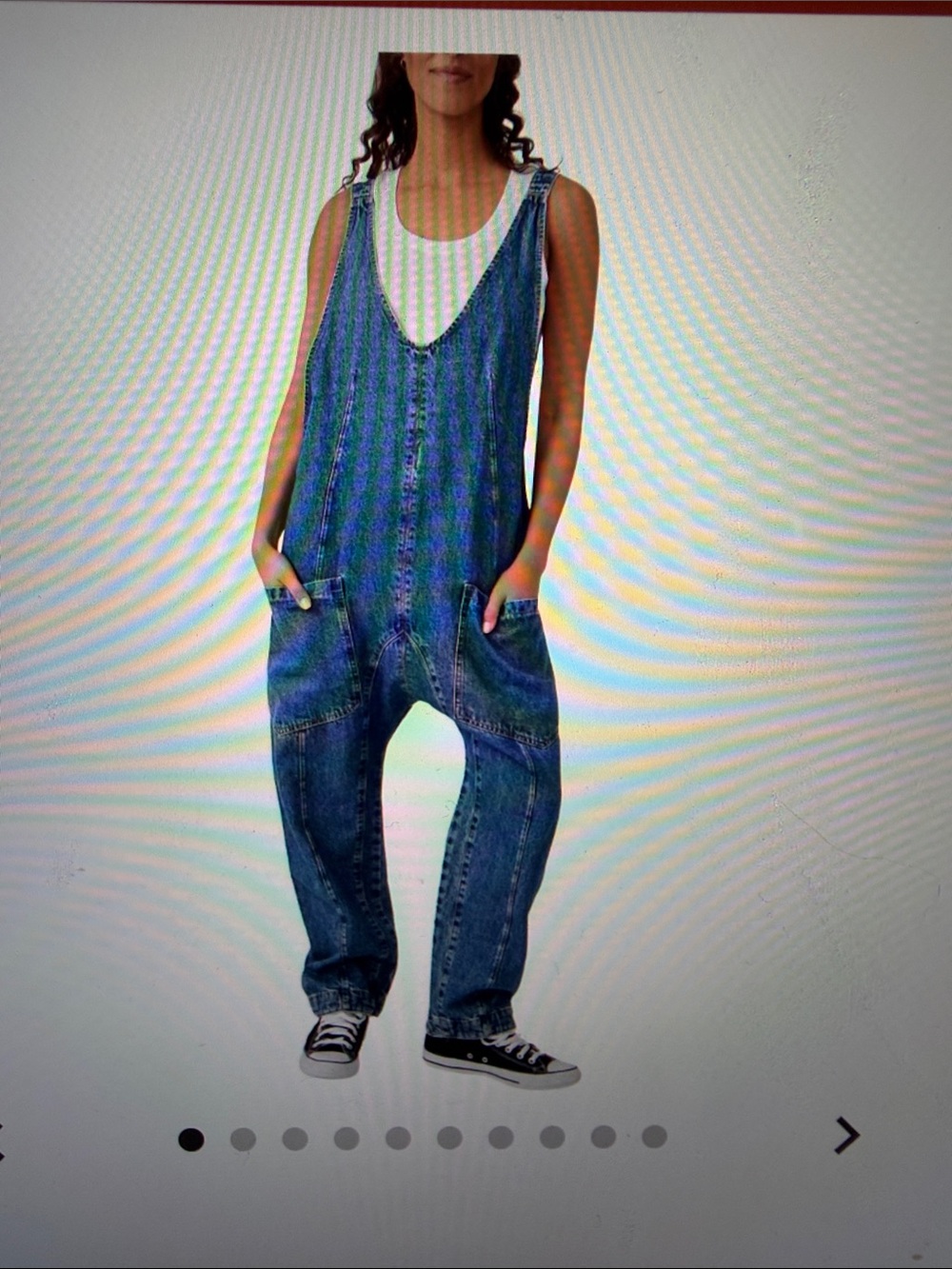 Free People Blue Denim Slouchy Overalls